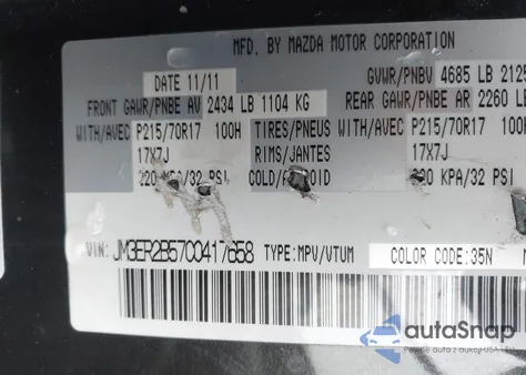 2012 Mazda Cx-7 I Sport from USA, damaged, VIN JM3ER2B57C0417658